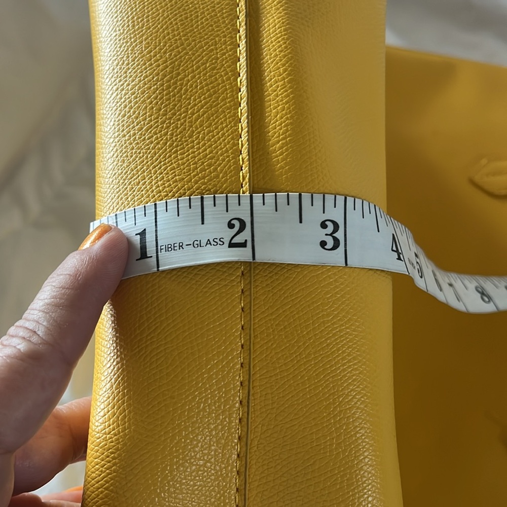 Saks Fifth Avenue Yellow Tote Bag | Large Structured Shoulder Handbag - Picture 15 of 16